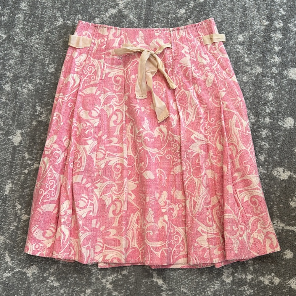 Elie Tahari Pink and white pleated skirt - Picture 2 of 16